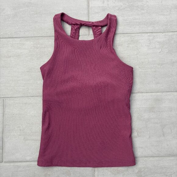 Move Theology Racerback Tanktop Open Back Mauve Pink XS Yoga Fitness Gym Fitted - Picture 1 of 6